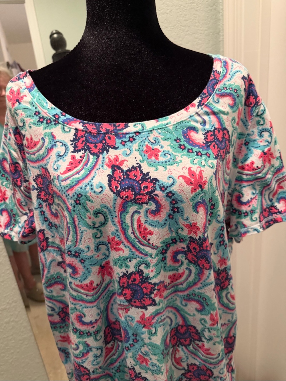 Talbots Light Pink and Cream Logo Tee